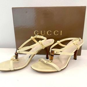 AUTHENTIC GUCCI BY TOM FORD WHITE BAMBOO HEELS WITH BOX
